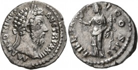 Marcus Aurelius, 161-180. Denarius (Silver, 17 mm, 2.78 g, 1 h), Rome, 168-169. M ANTONINVS AVG TR P XXIII Laureate head of Marcus Aurelius to right. ...