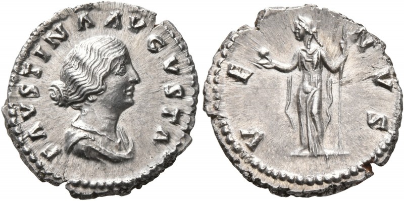 Faustina Junior, Augusta, 147-175. Denarius (Silver, 18 mm, 3.37 g, 7 h), Rome. ...