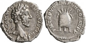 Commodus, 177-192. Denarius (Silver, 19 mm, 2.97 g, 5 h), Rome, 184. M COMMODVS ANTON AVG PIVS Laureate head of Commodus to right. Rev. P M TR P VIIII...