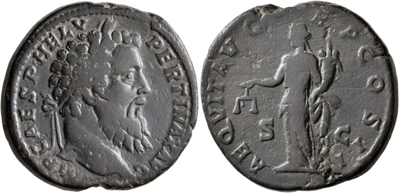 Pertinax, 193. Sestertius (Orichalcum, 31 mm, 29.50 g, 6 h), Rome. IMP CAES P HE...