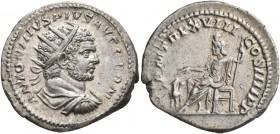Caracalla, 198-217. Antoninianus (Silver, 23 mm, 4.85 g, 12 h), Rome, 215. ANTONINVS PIVS AVG GERM Radiate, draped and cuirassed bust of Caracalla to ...