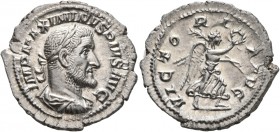 Maximinus I, 235-238. Denarius (Silver, 21 mm, 3.17 g, 12 h), Rome, 236. IMP MAXIMINVS PIVS AVG Laureate, draped and cuirassed bust of Maximinus I to ...