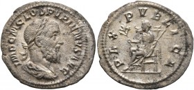 Pupienus, 238. Denarius (Silver, 21 mm, 2.30 g, 5 h), Rome, circa April-June 238. IMP C M CLOD PVPIENVS AVG Laureate, draped and cuirassed bust of Pup...