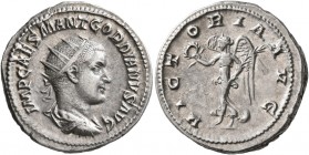 Gordian III, 238-244. Antoninianus (Silver, 22 mm, 5.23 g, 11 h), Rome, 238-239. IMP CAES M ANT GORDIANVS AVG Radiate, draped and cuirassed bust of Go...