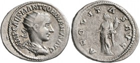 Gordian III, 238-244. Antoninianus (Silver, 24 mm, 4.55 g, 12 h), Antiochia, 238-239. IMP CAES M ANT GORDIANVS AVG Radiate, draped and cuirassed bust ...