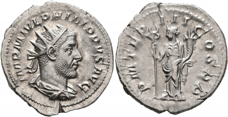 Philip I, 244-249. Antoninianus (Silver, 23 mm, 4.33 g, 7 h), Rome, 246. IMP M I...