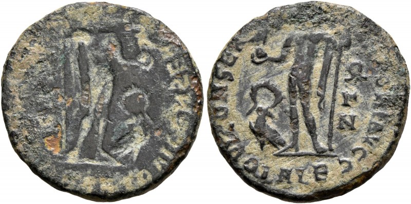 Licinius I, 308-324. Follis (Bronze, 19 mm, 2.89 g, 12 h), brockage mint error, ...