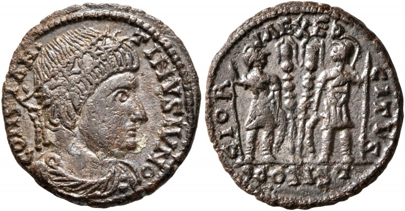 Constantine II, as Caesar, 316-337. Follis (Bronze, 16 mm, 2.15 g, 7 h), a conte...