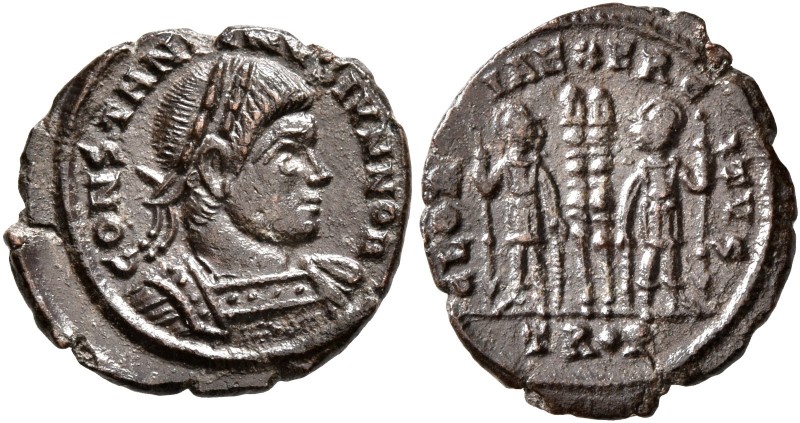 Constantine II, as Caesar, 316-337. Follis (Bronze, 16 mm, 1.47 g, 10 h), a cont...