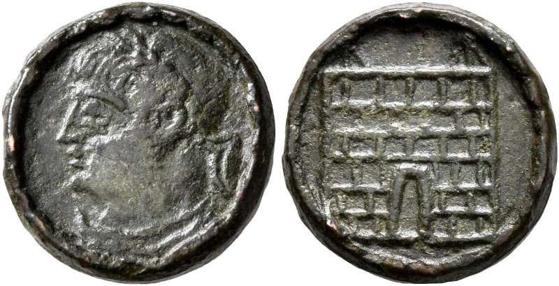 Uncertain. Follis (Bronze, 13 mm, 1.73 g, 6 h), mid 4th century. Laureate, drape...