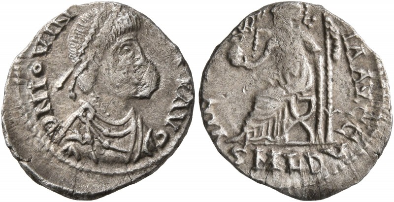 Jovinus, usurper, 411-413. Siliqua (Silver, 15 mm, 1.56 g, 12 h), Lugdunum. D N ...