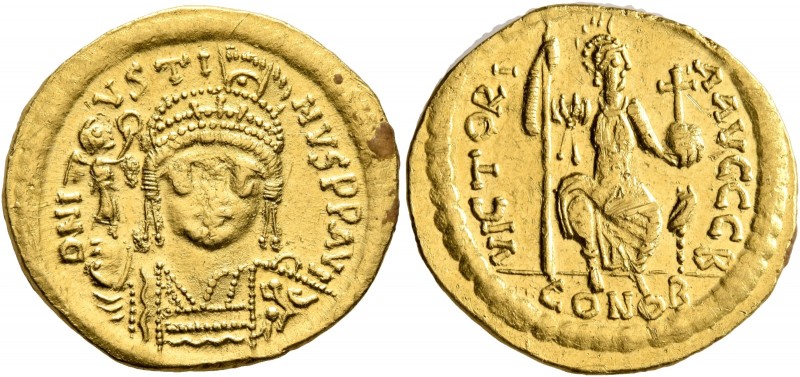 Justin II, 565-578. Solidus (Gold, 20 mm, 4.46 g, 6 h), Constantinopolis, 566/7-...