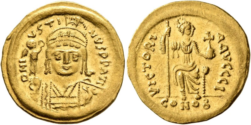 Justin II, 565-578. Solidus (Gold, 20 mm, 4.46 g, 5 h), Constantinopolis, 566/7-...