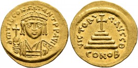 Tiberius II Constantine, 578-582. Solidus (Gold, 21 mm, 4.47 g, 6 h), Constantinopolis, 579-582. δ m TIb CONSTANT P P AVG Draped and cuirassed bust of...