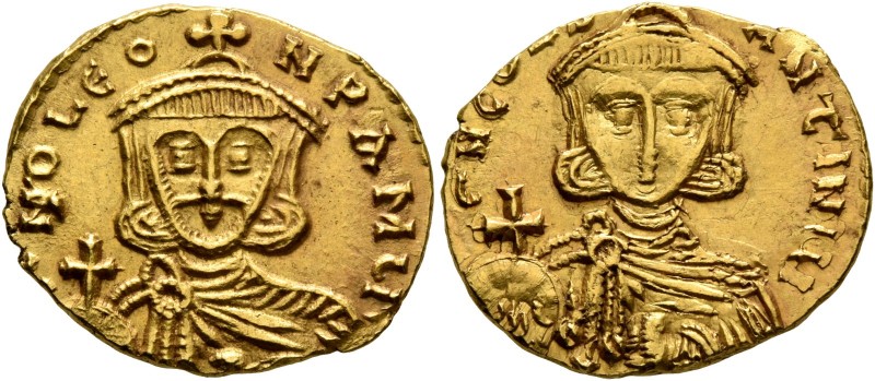 Leo III the "Isaurian", with Constantine V, 717-741. Solidus (Gold, 20 mm, 3.92 ...