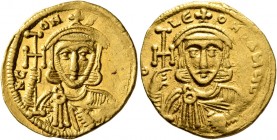 Constantine V Copronymus, 741-775. Solidus (Gold, 20 mm, 4.44 g, 6 h), Constantinopolis, circa 741-751. N CONS[TANTINЧS] Crowned bust of Constantine V...
