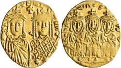 Constantine VI & Irene, 780-797. Solidus (Gold, 21 mm, 4.41 g, 6 h), Constantinopolis, 780-790. S IRIҺI AVΓ mITRI AV Crowned busts of Constantine VI, ...