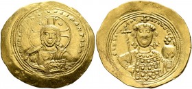 Constantine IX Monomachus, 1042-1055. Histamenon (Gold, 27 mm, 4.33 g, 5 h), Constantinopolis. +IhS XIS RЄX RЄςNANTIҺm Nimbate bust of Christ facing, ...