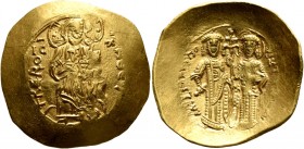 Alexius III Angelus-Comnenus, 1195-1203. Hyperpyron (Gold, 28 mm, 4.43 g, 7 h), Constantinopolis. + KЄ RO-HΘЄI Christ standing facing on dais, nimbate...