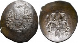 Alexius III Angelus-Comnenus, 1195-1203. Aspron Trachy (Bronze, 26 mm, 2.58 g, 6 h), Constantinopolis. +ΚЄ ROHΘЄI Draped bust of Christ facing, nimbat...