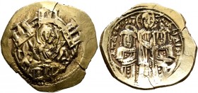 Andronicus II Palaeologus, with Michael IX, 1282-1328. Hyperpyron (Electrum, 23 mm, 4.23 g, 7 h), Constantinopolis, 1294-1320. Bust of Virgin Mary, or...