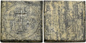Byzantine Weights, Circa 5th-7th centuries. Weight of 2 Ounkia (Bronze, 30x30 mm, 53.72 g), a uniface square commercial weight with plain edges. Γᴑ B ...