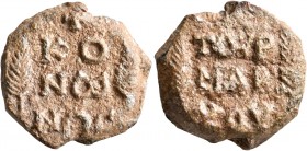Konon (the future emperor Leo III), tourmarches, first quarter of the 8th century. Seal (Lead, 22 mm, 10.40 g, 12 h). +KO/Nω/NOC in three lines, cypre...