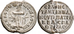 Konstantinos, anthypatos, patrikios, imperial protospatharios and imperial asekretis. Seal (Lead, 27 mm, 9.48 g, 12 h), 10th century. +KЄ ROHΘЄI Tω Cω...