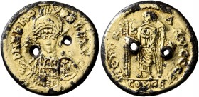 UNCERTAIN GERMANIC TRIBES, Pseudo-Imperial coinage. Late 5th century or slightly later. Solidus (Subaeratus, 21 mm, 4.27 g, 6 h), imitating Zeno, 476-...