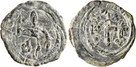 CRUSADERS. Edessa. Baldwin II, second reign, 1108-1118. Heavy Follis (Bronze, 27 mm, 7.55 g), Early fall of 1108. Count Baldwin II, dressed in chain-a...