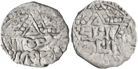 CRUSADERS. Crusader Imitations of Islamic Dirhams. Half Dirham (Silver, 14 mm, 1.52 g, 10 h), imitating an Ayyubid half dirham of the emir al-Zahir Gh...