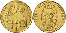 CRUSADERS. Principality of Achaea. Robert de Taranto, 1333-1364. Ducat (Gold, 22 mm, 3.47 g, 9 h), imitating Venice and struck in the name and types o...