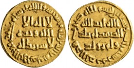 ISLAMIC, Umayyad Caliphate. temp. al-Walid I ibn 'Abd al-Malik, AH 86-96 / AD 705-715. Dinar (Gold, 20 mm, 4.28 g, 6 h), no mint name, AH 93 = AD 711/...