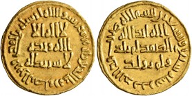ISLAMIC, Umayyad Caliphate. temp. Suleiman ibn 'Abd al-Malik, AH 96-99 / AD 715-717. Dinar (Gold, 20 mm, 4.31 g, 12 h), no mint name, AH 97 = AD 715/6...