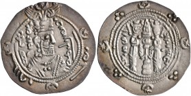 ISLAMIC, Umayyad Caliphate. Temp. Hisham ibn 'Abd al-Malik, AH 105-125 / AD 724-743. Hemidrachm (Silver, 26 mm, 2.08 g, 11 h), citing spahbed Datburjm...
