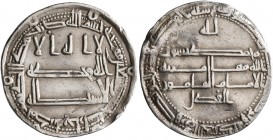 ISLAMIC, 'Abbasid Caliphate. temp. Al-Ma'mun, AH 199-218 / AD 813-833. Dirham (Silver, 24 mm, 2.79 g, 10 h), citing the calliph al-Ma'mun as al-Imam, ...