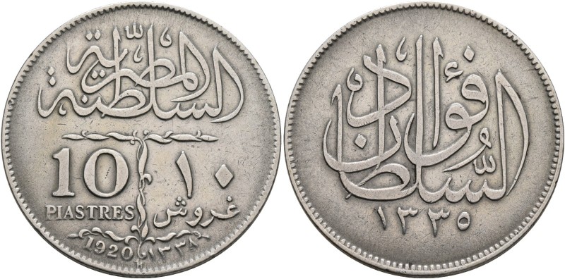 EGYPT. Sultanate. Ahmad Fu'ad, AH 1335-1340 / AD 1917-1922. 10 Piastres (Silver,...