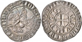 FRANCE, Provincial. Crevecœur. Jean de Flandre, 1308/10-1324. Demi-Gros au Chevalier (Silver, 22 mm, 2.00 g, 8 h), Arleux, 1311-1312. +IOhΛnNES:DЄ FLΛ...