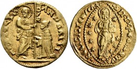 ITALY. Venezia (Venice). Andrea Gritti, 1523-1538. Ducat (Gold, 21 mm, 3.47 g, 12 h). St. Mark standing right, presenting banner to Doge kneeling left...