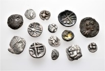 A lot containing 1 gold (plated), 12 silver (3 plated) and 1 bronze coins. All: Celtic. Fine to about very fine. LOT SOLD AS IS, NO RETURNS. 14 items ...