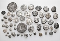A lot containing 49 silver coins. All: Greek. Fine to very fine. LOT SOLD AS IS, NO RETURNS. 49 coins in lot.