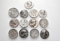 A lot containing 13 silver coins. Includes: Alexander III and Seleukid Tetradrachms. Fine to about very fine. LOT SOLD AS IS, NO RETURNS. 13 items in ...