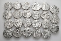 A lot containing 23 silver coins. All: Seleukid Tetradrachms. Very fine to good very fine, but harshly cleaned. LOT SOLD AS IS, NO RETURNS. 23 items i...