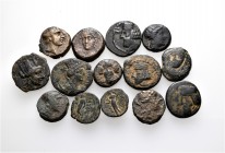 A lot containing 14 bronze coins. All: Seleukid and Parthian. Fine to very fine. LOT SOLD AS IS, NO RETURNS. 14 coins in lot.