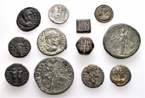 A lot containing 1 silver, 8 bronze coins, 3 bronze weights. Includes: Greek, Roman Provincial, Byzantine, Islamic. Fine to very fine. LOT SOLD AS IS,...