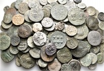 A lot containing 47 silver, 108 bronze coins, 3 lead seals and 1 amulet. Includes: Greek, Roman Provincial, Roman Imperial, Byzantine, early Medieval ...