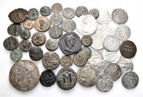 A lot containing 16 silver and 29 bronze coins. Includes: Greek, Roman Provincial, Roman Imperial, Byzantine, early Medieval and Islamic. Fine to very...
