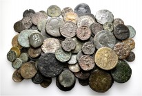 A lot containing 5 silver and 95 bronze coins. Includes: Greek, Roman Provincial, Roman Imperial, Byzantine, Islamic. Fine to about very fine. LOT SOL...