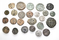 A lot containing 5 silver and 20 bronze coins. Includes: Roman Provincial, Roman Imperial, Byzantine, Arab-Byzantine, Medieval. Fine to very fine. LOT...