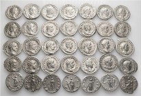 A lot containing 35 silver coins. Including: Antoniniani of Julia Domna (1), Gordian III (12), Philip I (7), Otacilia Severa (2), Philip II (2), Traja...